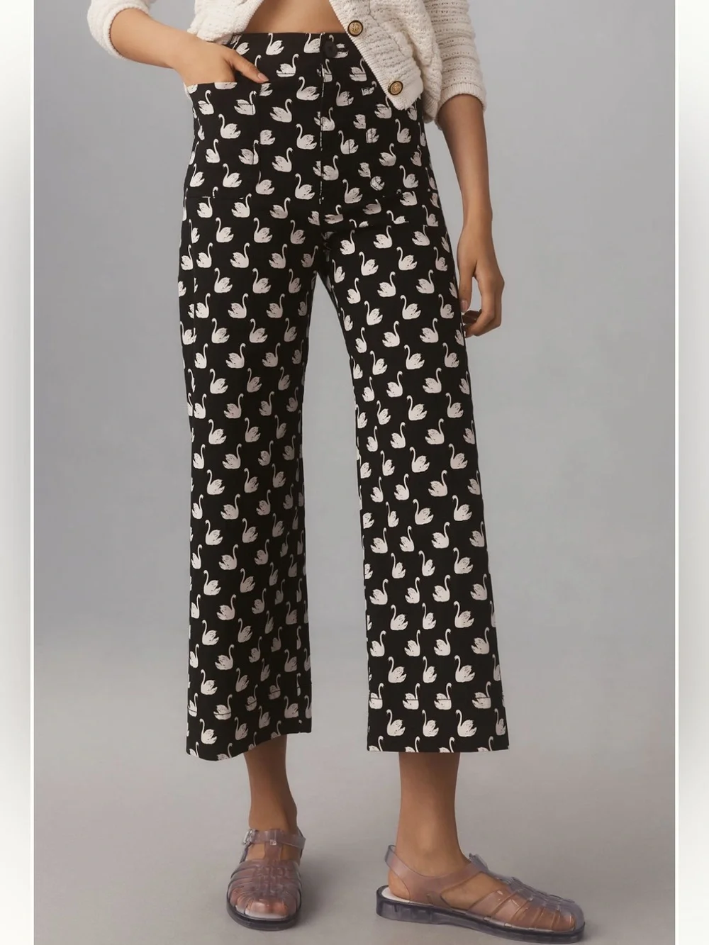 Anthropologie Maeve Colette High Rise Wide Leg Crop Pants in Magic Fabric - Picture 2 of 9